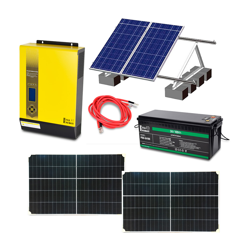 Автономная система бесперебойного питания мощностью 2.4 кВт с LiFePO4 АКБ, солнечными панелями и монтажным набором (балластная система)  
