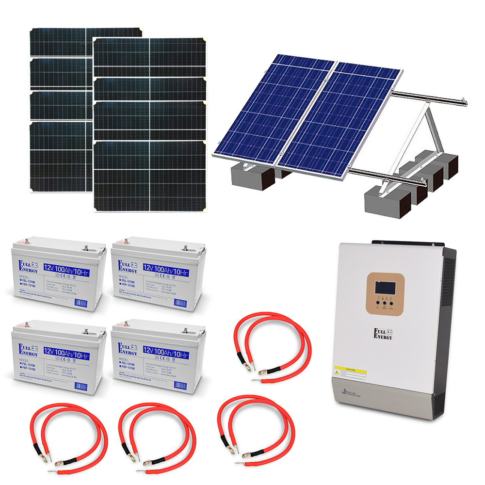 Автономная система бесперебойного питания мощностью 5 кВт с гелевыми АКБ, солнечными панелями и монтажным набором (балластная система)  