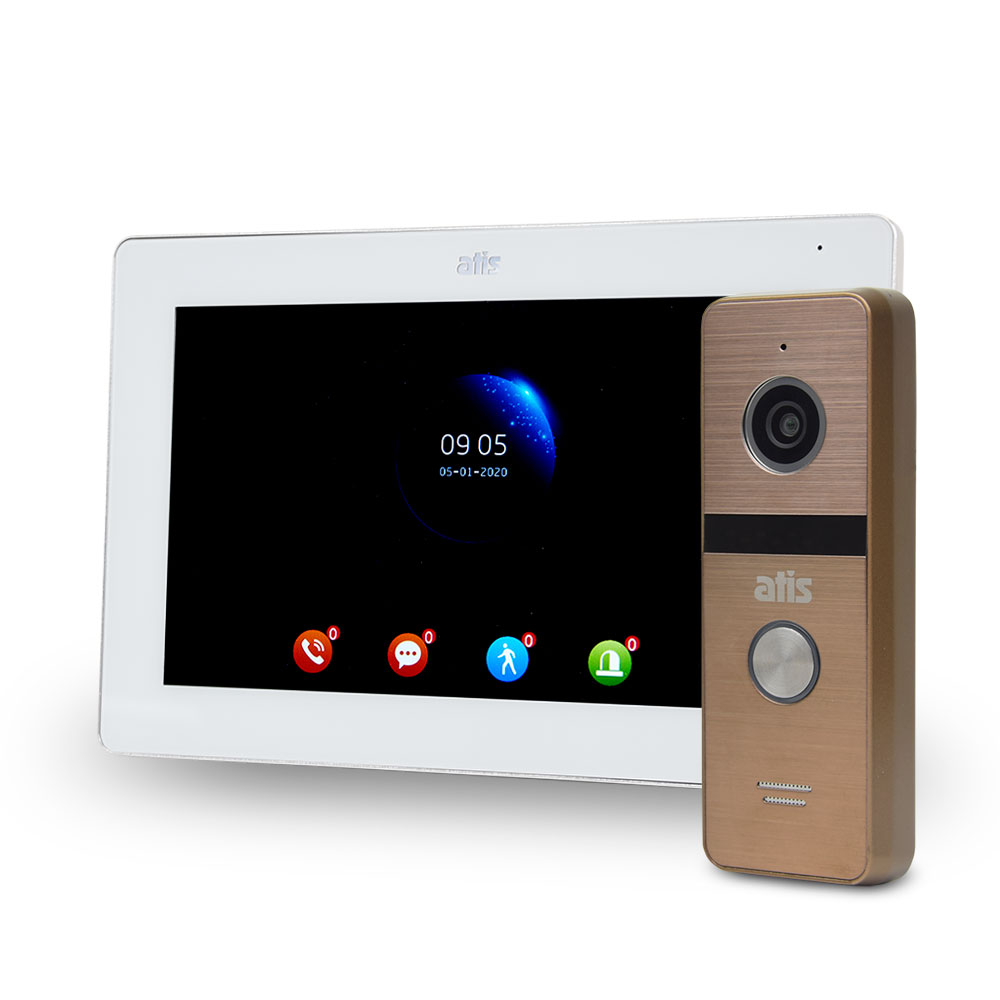 Комплект Wi-Fi видеодомофона 7 ATIS AD-770FHD/T-White с поддержкой Tuya Smart + AT-400HD Gold
