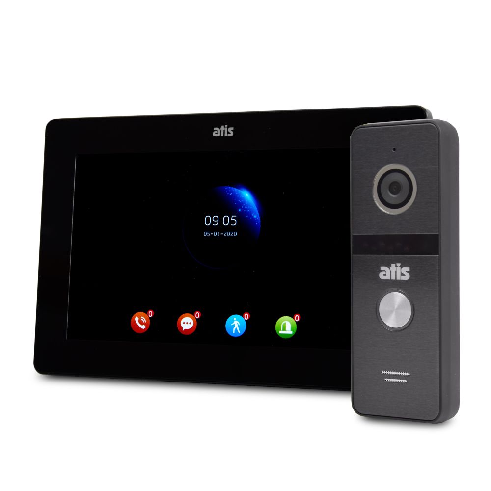Комплект Wi-Fi видеодомофона 7 ATIS AD-770FHD/T-Black с поддержкой Tuya Smart + AT-400HD Black