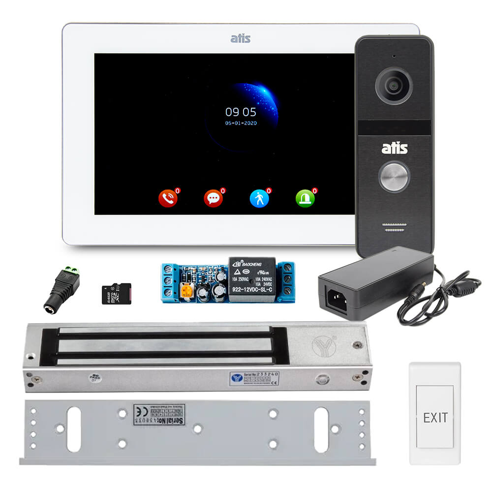 Комплект «ATIS Smart Будинок» – Wi-Fi видеодомофон 7 с переадресацией вызова на мобильный телефон через Tuya Smart + видеопанель 2Мп и контроль доступа с помощью электромагнитного замка